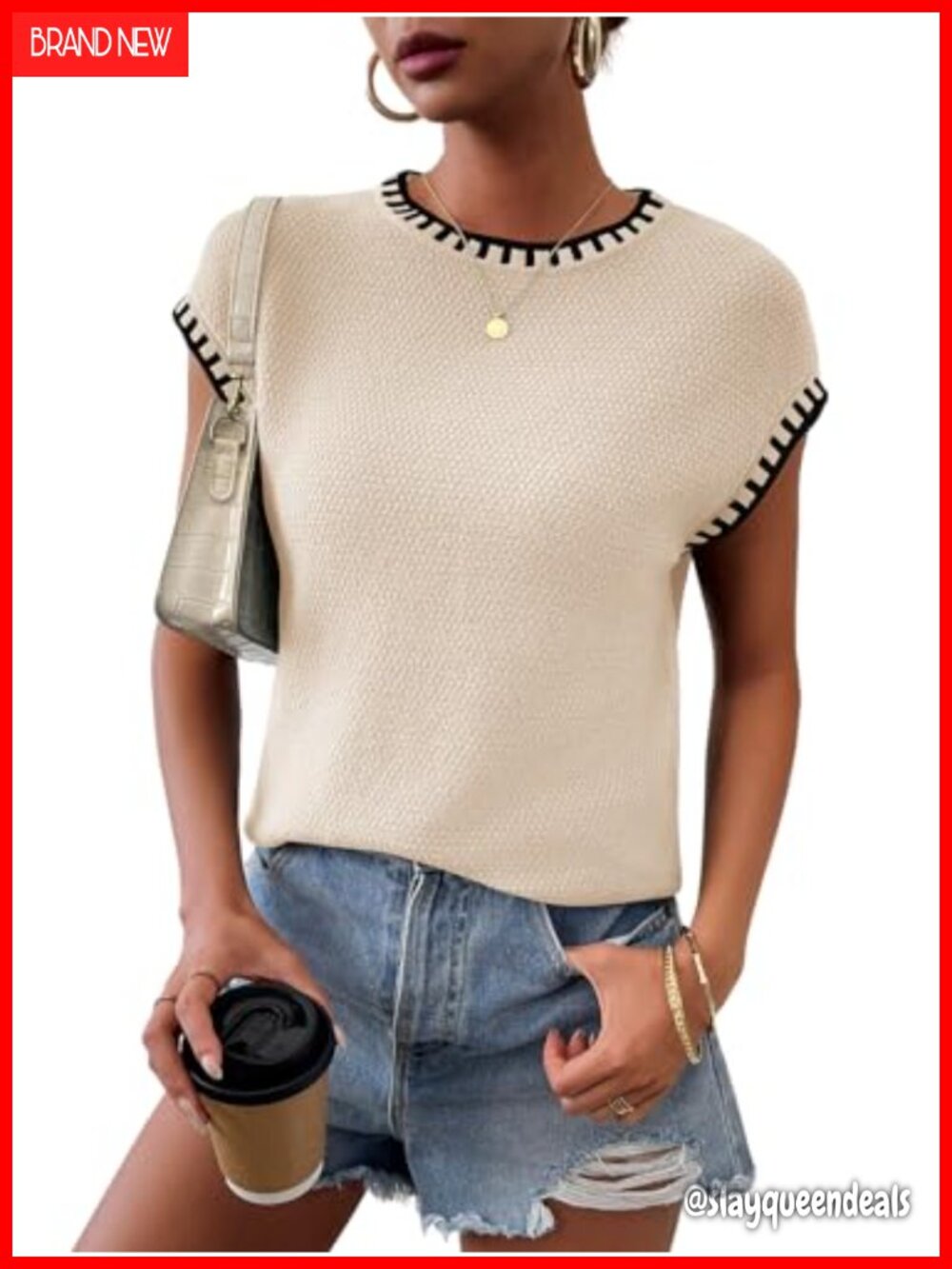 Cap Sleeve Knit Sweater Vest Women's Viscose Nylon Blend Summer Tank Top